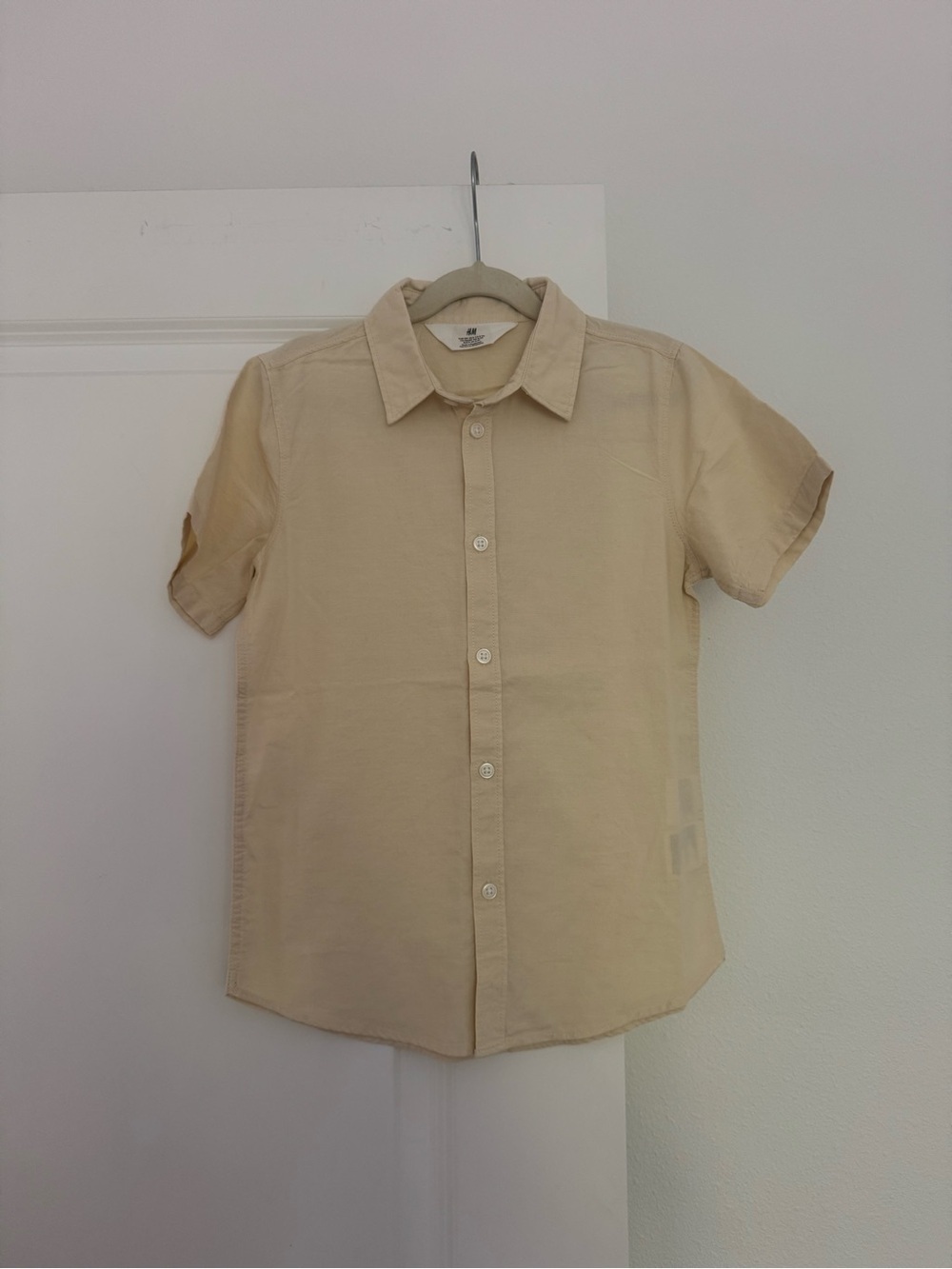 NEW H&M boys butter yellow cotton collared button down shirt top size 8 years